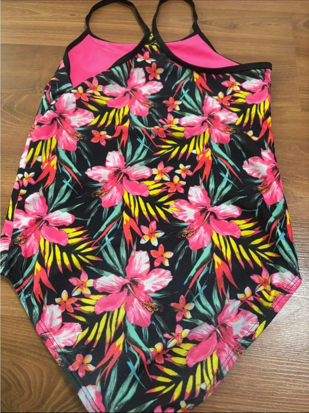 Hurley Black One-Piece Swimsuit with Pink Floral Print